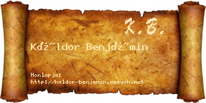 Káldor Benjámin névjegykártya
