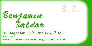 benjamin kaldor business card